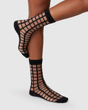 Alicia Grid Socks in Black by Swedish Stockings