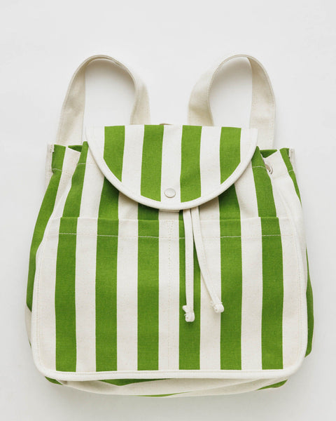 Drawstring Backpack in Green Stripe from BAGGU