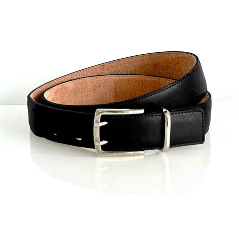 Double Prong Belt in Black Apple Leather from Bhava