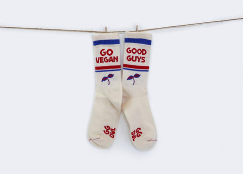Go Vegan Socks in Red/Blue from Good Guys