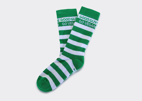 Go Vegan Striped Socks in Green from Good Guys