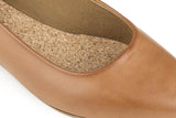 Close up of upper and cork insole.