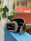 Emmylou Belt in Black/Silver from Novacas