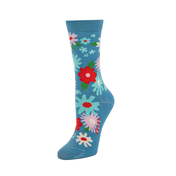 Mod Flowers Socks in Blue from Zkano