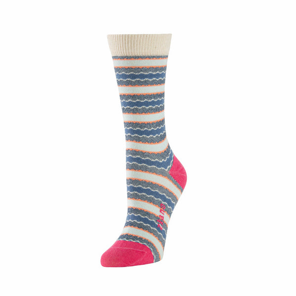 Scallop Striped Socks in Chambray from Zkano